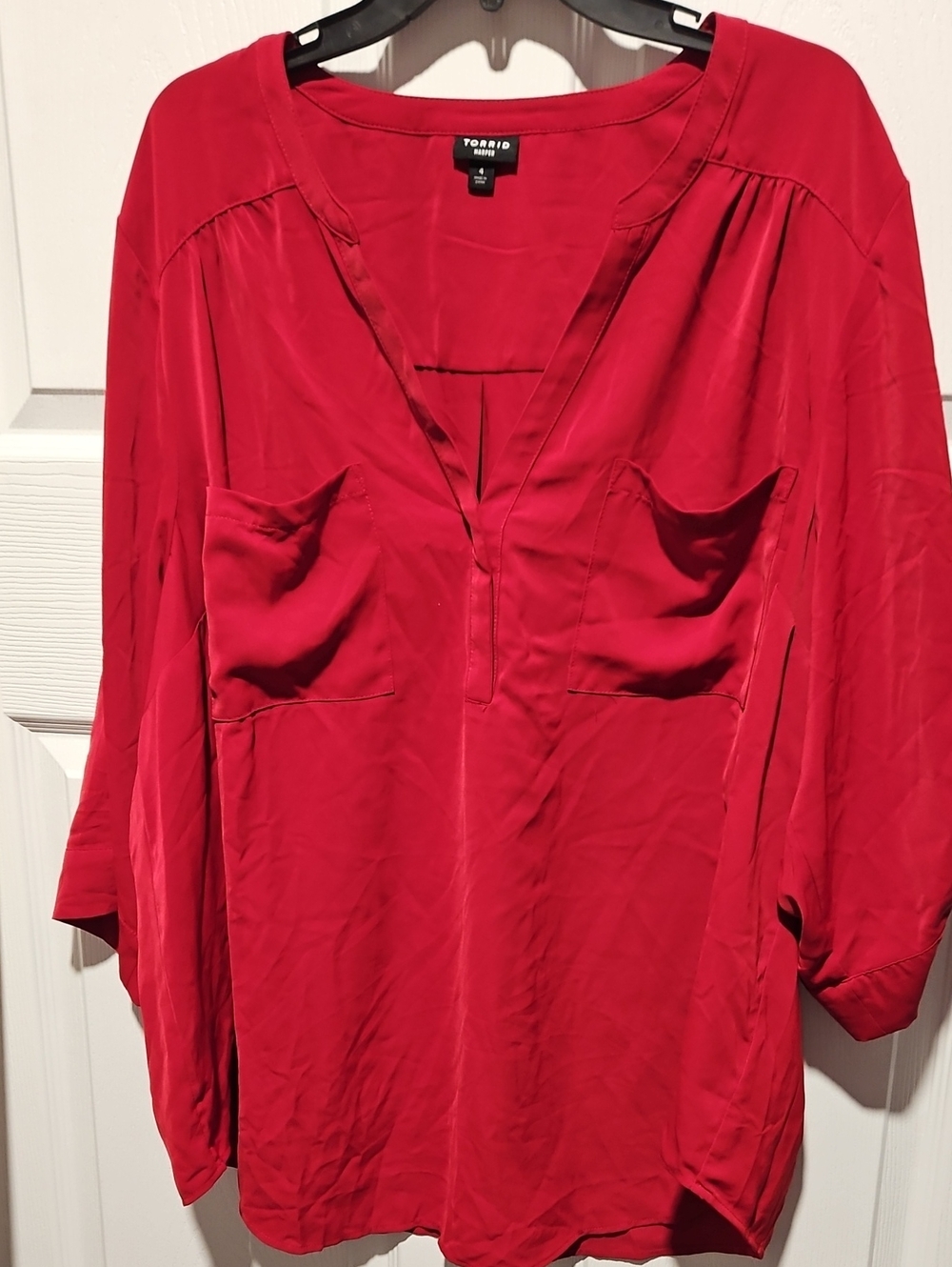 torrid Bright Red V-Neck Pocket Tunic Top 4XL